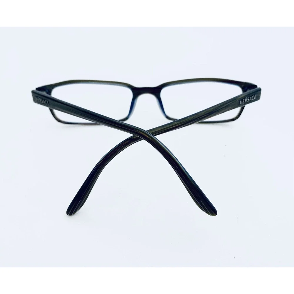 Versace Brown Blue Lucite Wood Style Rectangular Glasses Italy MOD 53 17 135